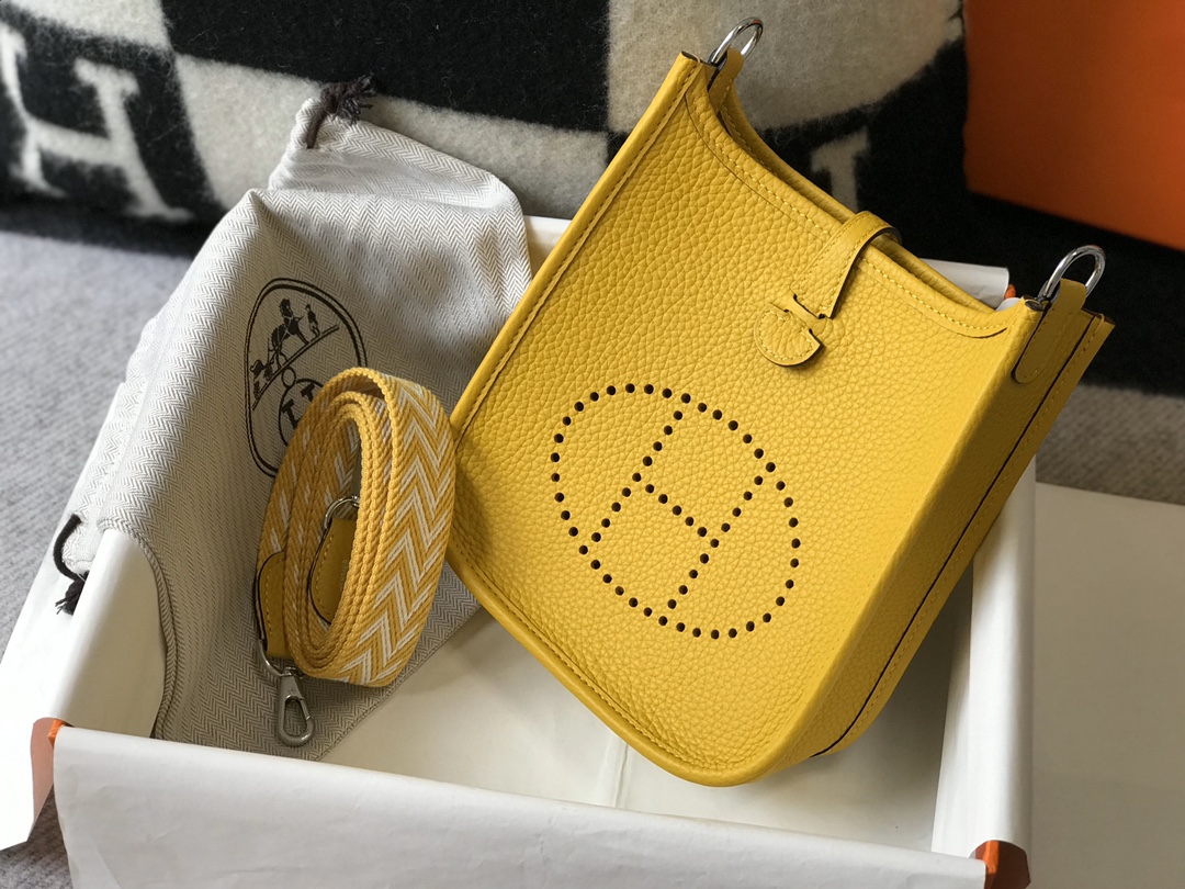 Hermes Evelyne 16 Amazone TPM Shoulder Bag In Yellow Amber Clemence Leather